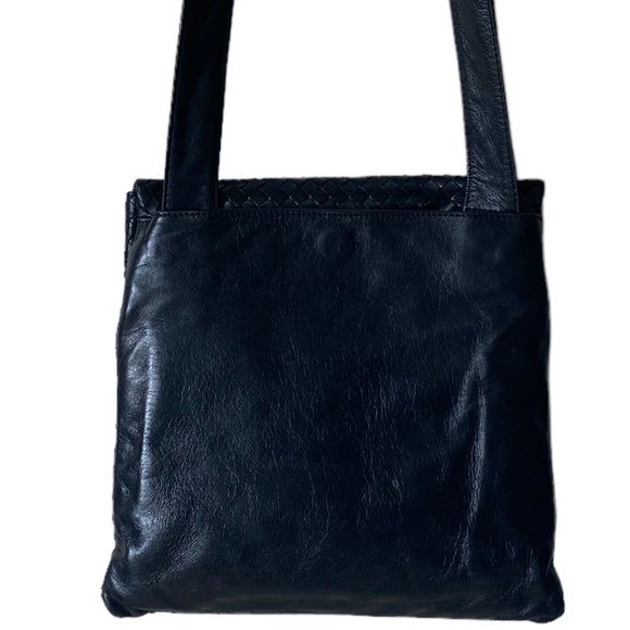 Timmy Woods Beverly Hills Woven Buttery Soft Leather Messenger Crossbody Handbag - Picture 5 of 16